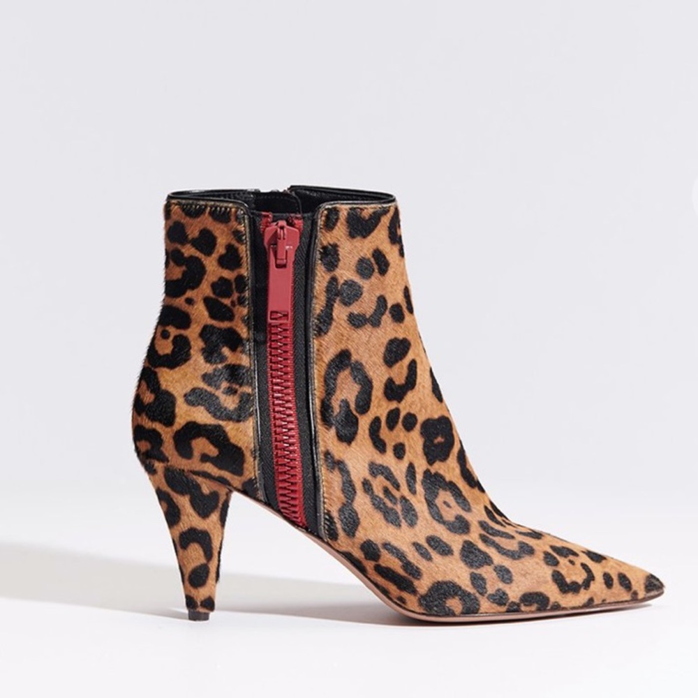 VERONICA BEARD ROQUETTA Calfhair leopard bootie 9